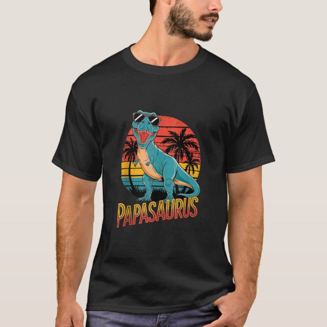 Papasaurus T Rex Dinosaur Daddy Family Father s Da T-Shirt (Front)