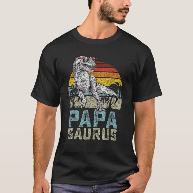 Papasaurus T Rex Dinosaur Papa Saurus Family Match T-Shirt (Front)