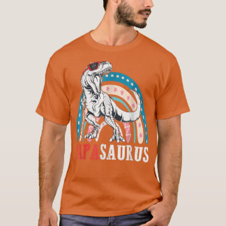 Papasaurus T Rex Dinosaur Papa Saurus Rainbow Fath T-Shirt