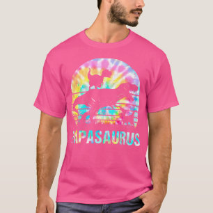 Papasaurus T Rex Dinosaur Papa Saurus Tie Dye Vint T-Shirt