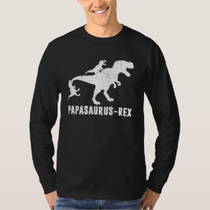 Papasaurus T Rex Papa Dinosaur 2 Kids Funny Father T-Shirt