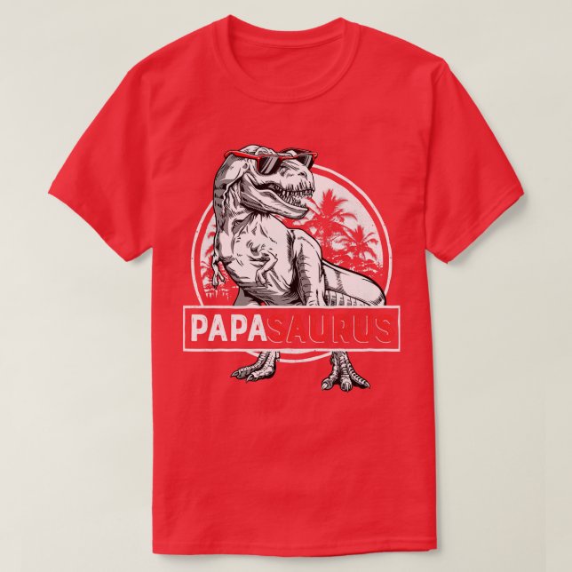 Papasaurus T rex Papa Saurus Dinosaur Men Dad Dadd T-Shirt (Design Front)