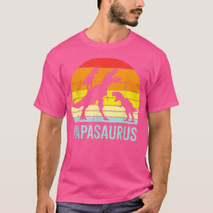Papasaurus Tre Papa Retro Fathers Day Dinosaur Dad T-Shirt