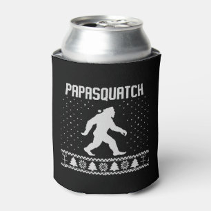 Papasquatch Bigfoot Ugly Christmas Dad Xmas Can Cooler