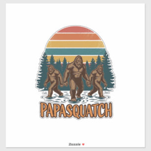 Papasquatch Bigfoot Vintage Sunset Vector Design_1