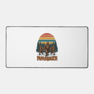 Papasquatch Bigfoot Vintage Sunset Vector Design_1 Desk Mat