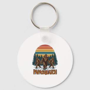 Papasquatch Bigfoot Vintage Sunset Vector Design_1 Key Ring