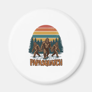 Papasquatch Bigfoot Vintage Sunset Vector Design_1 Magnet