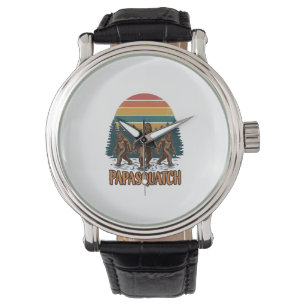 Papasquatch Bigfoot Vintage Sunset Vector Design_1 Watch