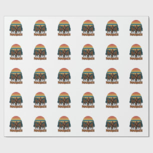 Papasquatch Bigfoot Vintage Sunset Vector Design_1 Wrapping Paper
