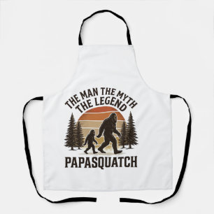 Papasquatch Vintage Bigfoot Dad Shirt Design_1 Apron