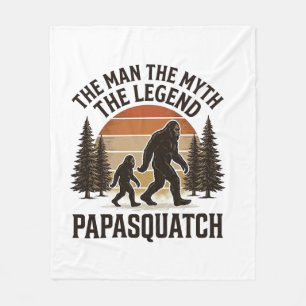 Papasquatch Vintage Bigfoot Dad Shirt Design_1 Fleece Blanket
