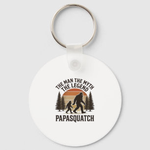 Papasquatch Vintage Bigfoot Dad Shirt Design_1 Key Ring