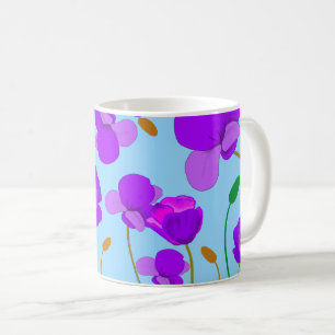 Papaver Poppy Lilac on pale-blue background   Coffee Mug