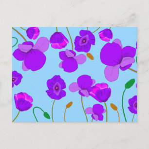 Papaver Poppy Lilac on pale-blue background Postcard