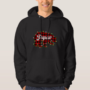 Papaw Bear Buffalo Plaid Red Christmas Light Match Hoodie
