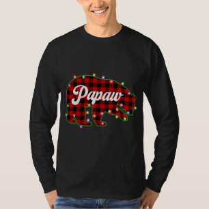Papaw Bear Buffalo Plaid Red Christmas Light Match T-Shirt