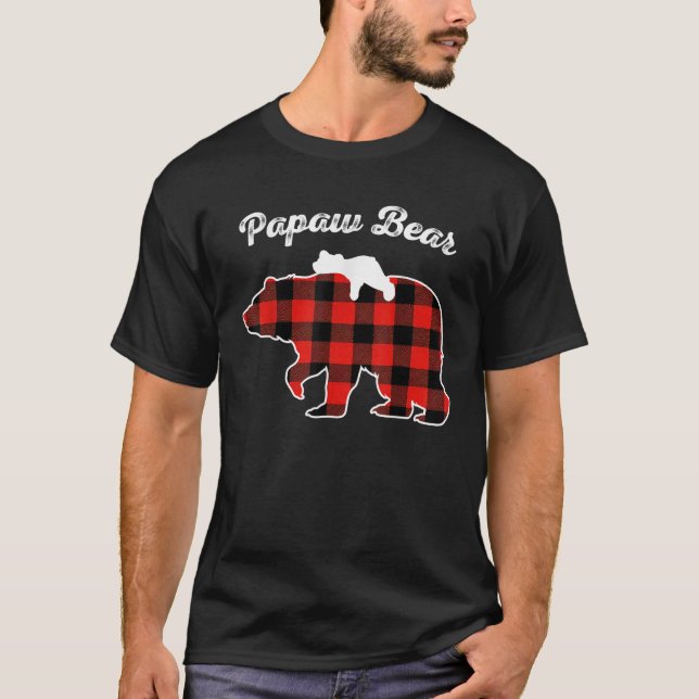 Papaw Bear Flannel Red Plaid Pajama Family Matchin T-Shirt (Front)