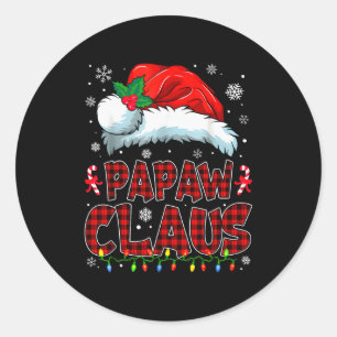 Papaw Claus Christmas Lights Pajama Family Group M Classic Round Sticker