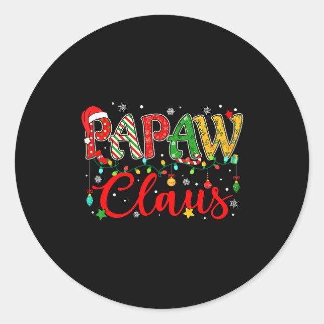 Papaw Claus Christmas Lights Pajama Family Matchin Classic Round Sticker (Front)