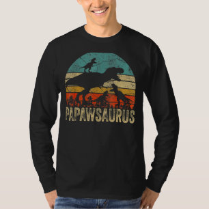 Papaw Dinosaur Papawsaurus 3 Two Kids Christmas Fa T-Shirt