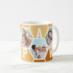 Papaw Editable 5 Photo 5 Letter Honeycomb Coffee Mug