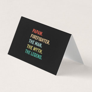 Papaw Firefighter Man Myth Legend Papa Gifts Business Card