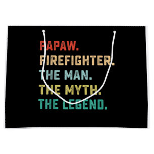 Papaw Firefighter Man Myth Legend Papa Gifts Large Gift Bag