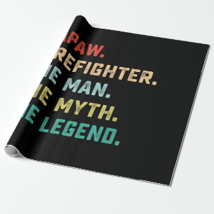 Papaw Firefighter Man Myth Legend Papa Gifts Wrapping Paper