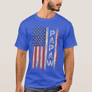 Papaw Grandpa US American Flag Grandfather Day vin T-Shirt