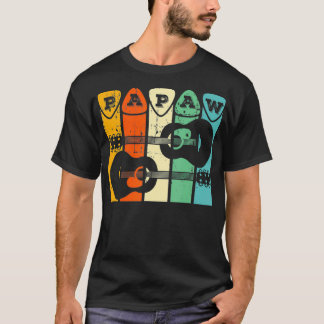 Papaw Guitar Pick Gift Guitar Player Grandpa Retro T-Shirt