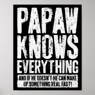 Papaw Knows Everything Shirt For Papaw Funny Men F Poster