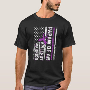 Papaw of a Warrior Epilepsy Purple Ribbon Support  T-Shirt