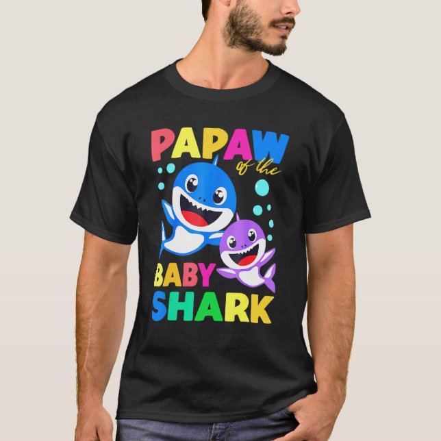 Papaw Of The Baby Birthday Shark Papaw Shark T-Shirt (Front)