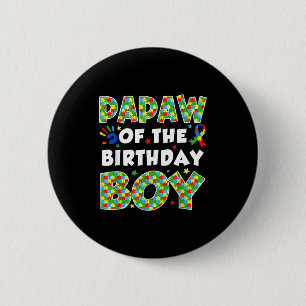 Papaw of the bday boy autism awareness puzzle 6 cm round badge