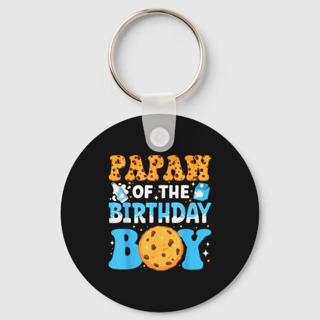 Papaw Of The Birthday Boy Milk And Cookies 1st Bir Key Ring (Front)