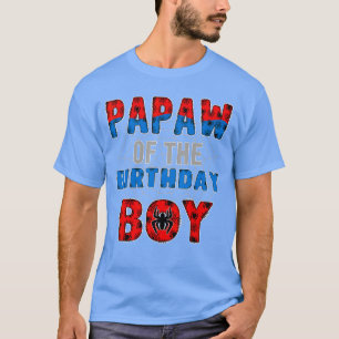 Papaw ofhe Birthday Boy Family Spider Web Birthday T-Shirt