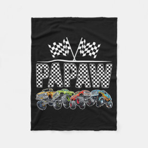 Papaw Retro Monster Truck Family Birthday Matching Fleece Blanket
