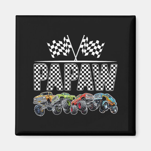 Papaw Retro Monster Truck Family Birthday Matching Magnet (Front)