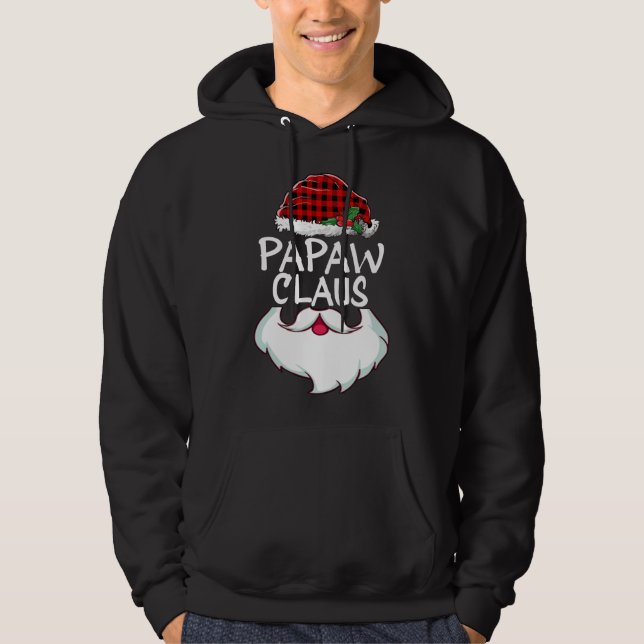 Papaw Santa Claus red plaid funny family Christmas Hoodie (Front)