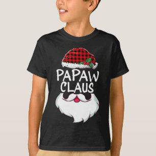 Papaw Santa Claus red plaid funny family Christmas T-Shirt