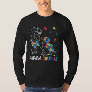 Papaw Saurus Autism Awareness Autistic Dinosaur Fa T-Shirt
