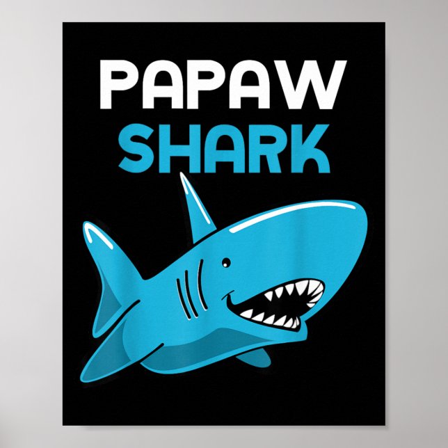 Papaw Shark Cool Funny Family Poster (Front)