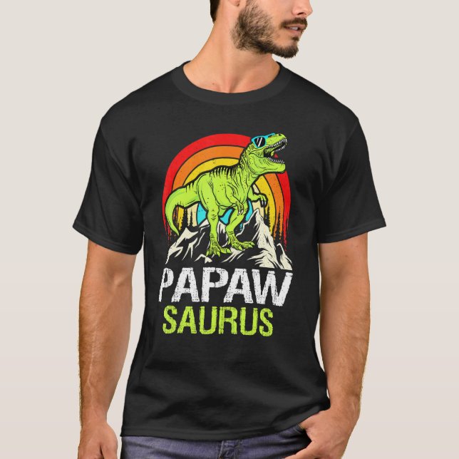 Papawsaurus Dinosaur Grandpa Papaw Saurus Father's T-Shirt (Front)