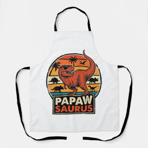 Papawsaurus Retro Dinosaur Sunset Vector Design_1 Apron