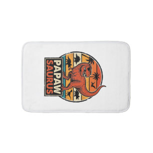 Papawsaurus Retro Dinosaur Sunset Vector Design_1 Bath Mat