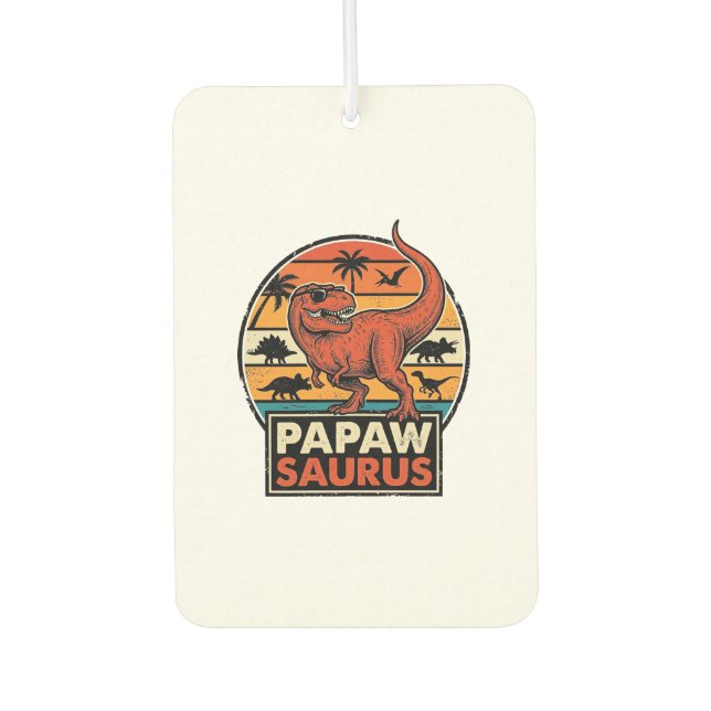 Papawsaurus Retro Dinosaur Sunset Vector Design_1 Car Air Freshener (Front)
