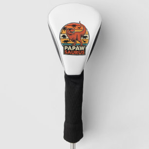 Papawsaurus Retro Dinosaur Sunset Vector Design_1 Golf Head Cover
