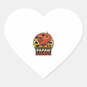 Papawsaurus Retro Dinosaur Sunset Vector Design_1 Heart Sticker
