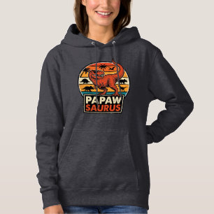 Papawsaurus Retro Dinosaur Sunset Vector Design_1 Hoodie